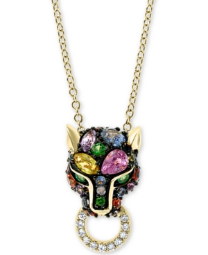 image of Effy Multi-Sapphire (1-1/5 ct-t.w.) & Diamond (1/20 ct. t.w.) Panther Doorknocker 18