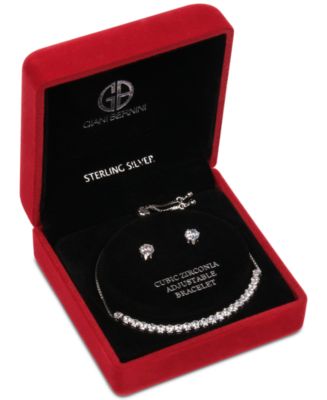 Giani Bernini 2-Pc. Set Cubic Zirconia Bolo Bracelet & Stud Earrings in  Sterling Silver in Light Up Box, Created for Macy's - Macy's