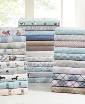 Novelty Printed Cotton Flannel 4-Pc. Sheet Set, King