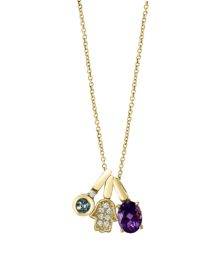 image of Effy Multi Gemstone (1 3/8 ct.t.w.) and Diamond (1/10 ct.t.w) Pendant in 14K Rose Gold