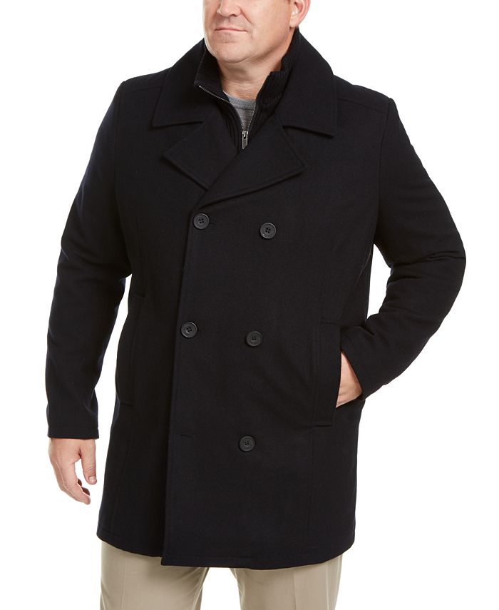 Cole Men's Big & Tall Double Breasted Wool Peacoat with Bib Macy's