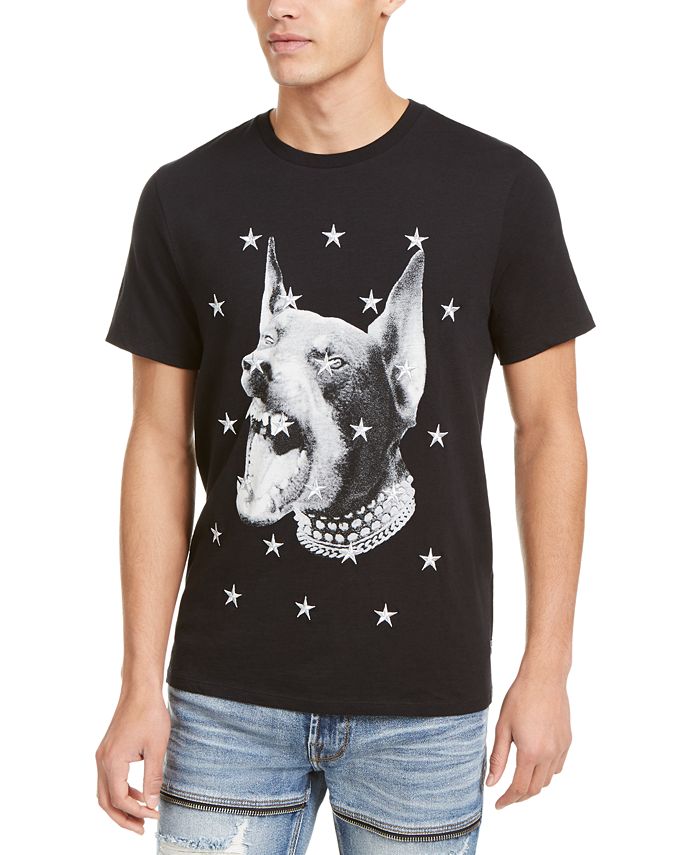 GUESS Men's Doberman Graphic and Textural Star T-Shirt - Macy's