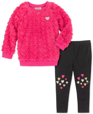 Juicy Couture Kids Toddler Girls 2 Pc Faux Fur Heart Sweatshirt Leggings Set In Hot Pink Modesens