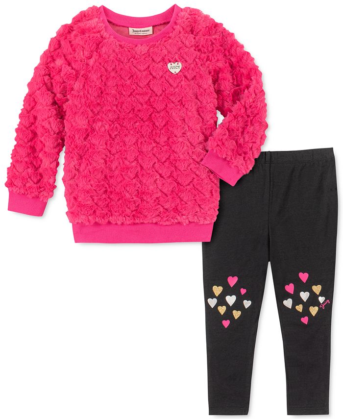 Juicy Couture Toddler Girls 2-Pc. Faux-Fur Heart Sweatshirt & Leggings ...