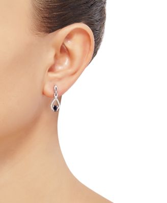 2-Pc. Set Sapphire (1-1/3 ct. t.w.) & Diamond (1/20 ct. t.w.) Pendant Necklace & Matching Drop Earrings in Sterling Silver (Also in Emerald)