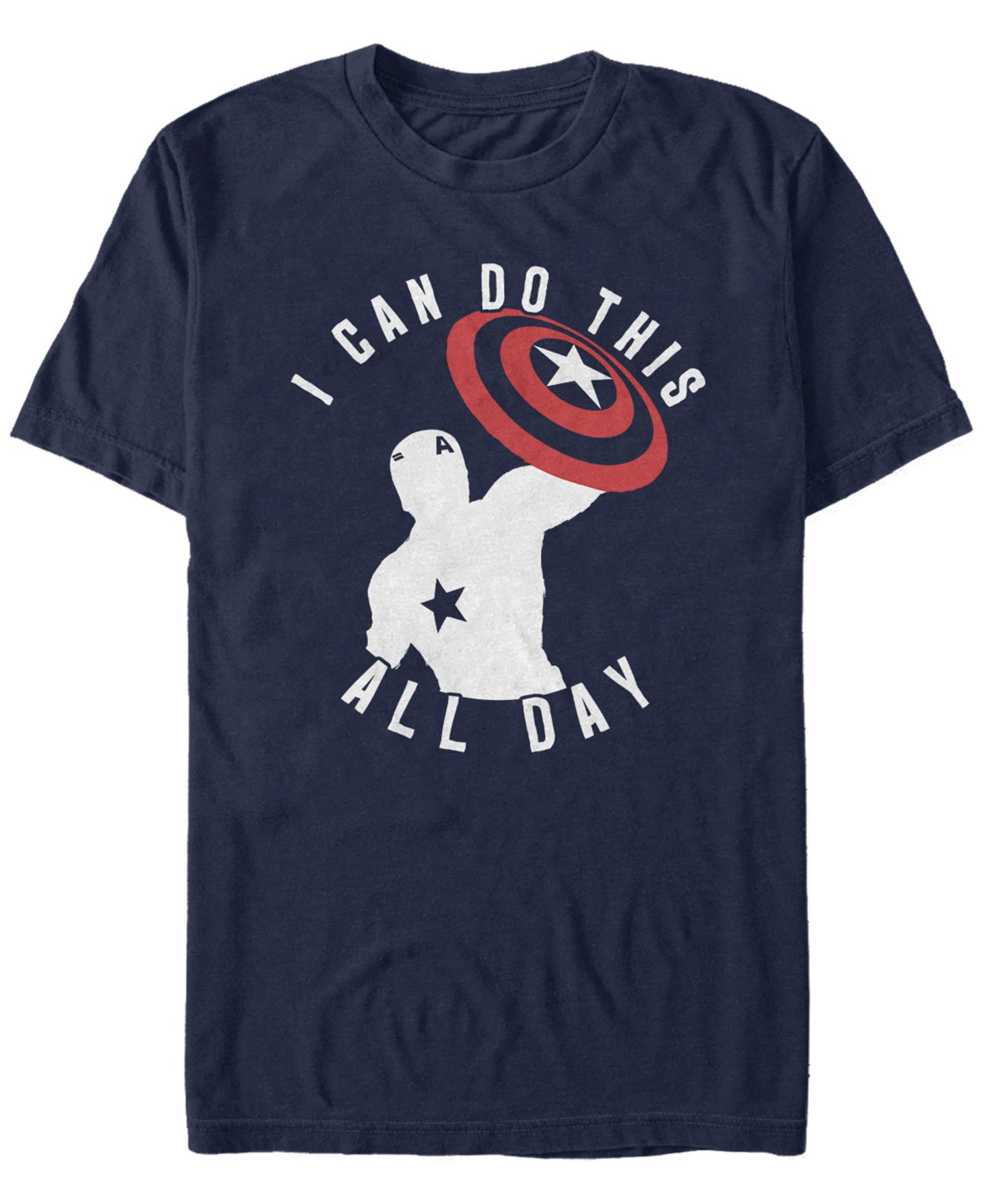Мужская футболка Fifth Sun Marvel Avengers Endgame Captain America I Can Do This All Day, Short Sleeve, цвет: Тёмно-синий — фото 1