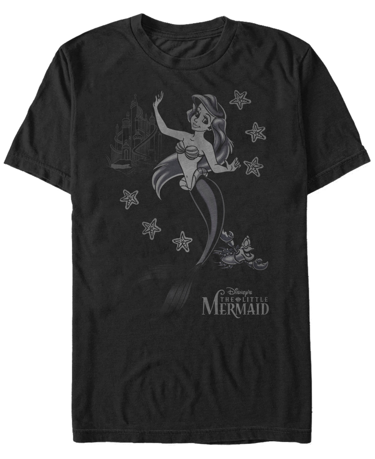 Disney Men's Little Mermaid Ariel Sebastian Under the Sea, Short Sleeve T-Shirt - Black