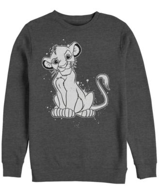 Disney Men's Lion King Simba Smirk Paint Splatter, Crewneck Fleece