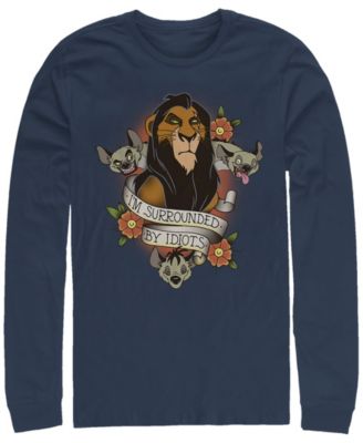Disney Men's Lion King Scar Surrounded by Idiots Tattoo, Long Sleeve T-Shirt