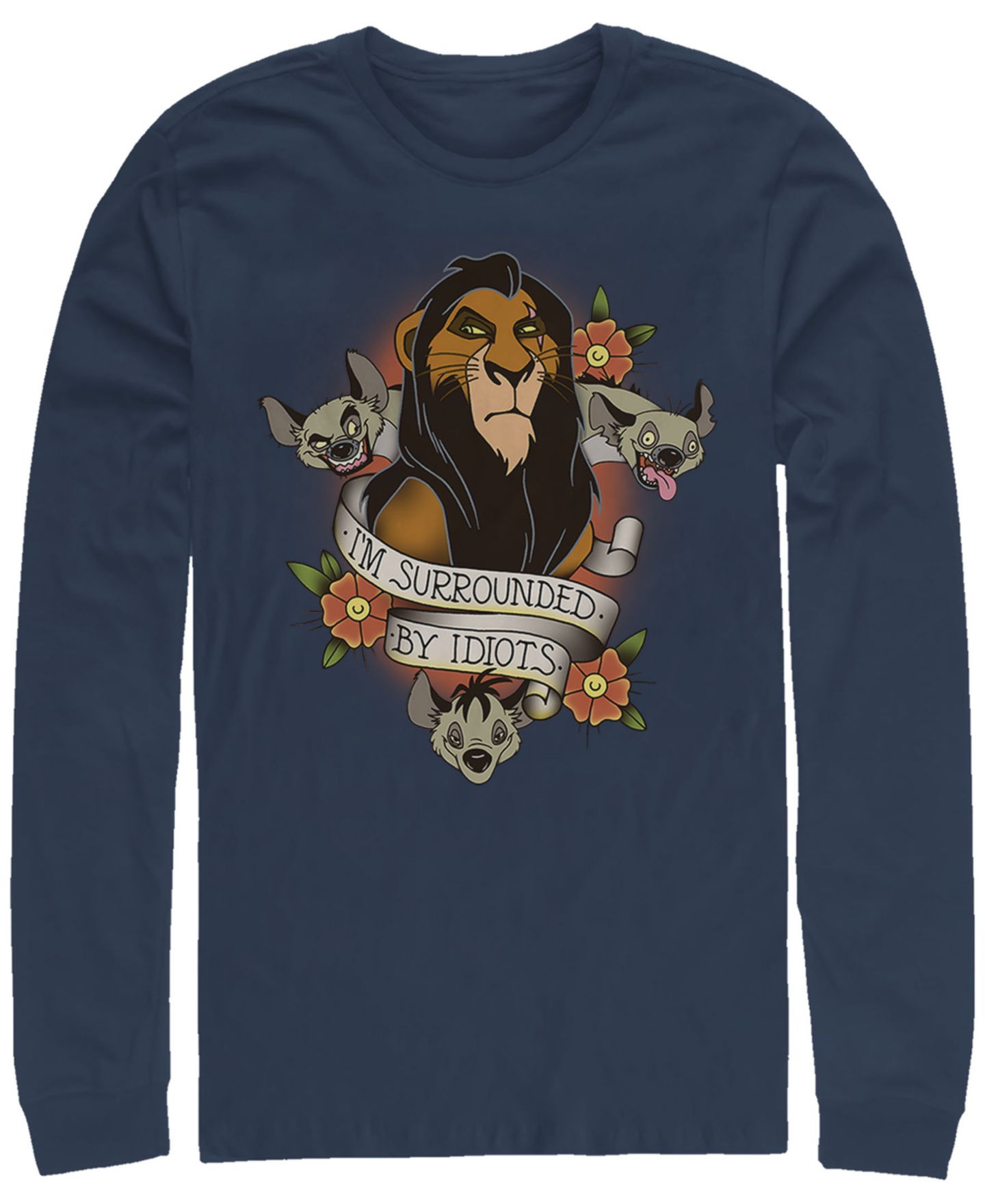 Мужская футболка Fifth Sun Disney Lion King Scar Surrounded by Idiots Tattoo, Long Sleeve, цвет: Чёрный — фото 2