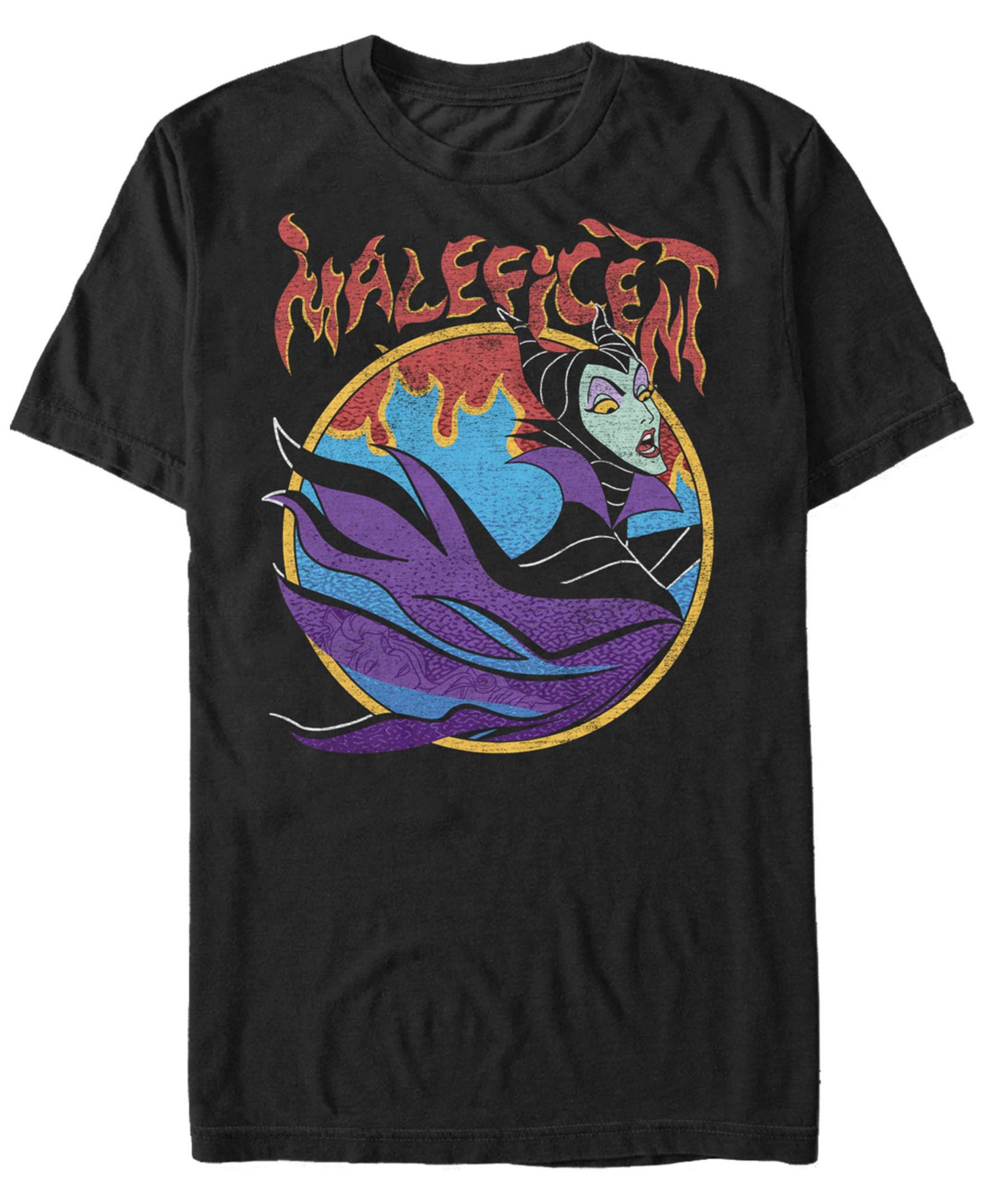 Disney Men's Sleeping Beauty Maleficent Vintage Inspired Flame Portrait, Short Sleeve T-Shirt