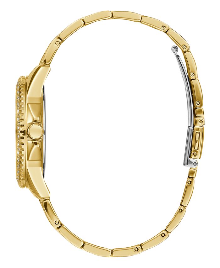GUESS Women's Gold-Tone Stainless Steel Glitz Watch, 36mm - Macy's