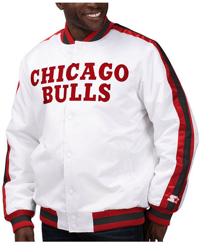 Men's Red Satin Chicago Bulls Starter Jacket - HJacket