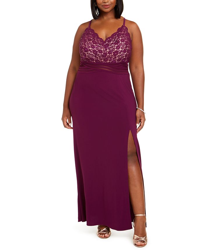 Macy's lace dress plus size sale