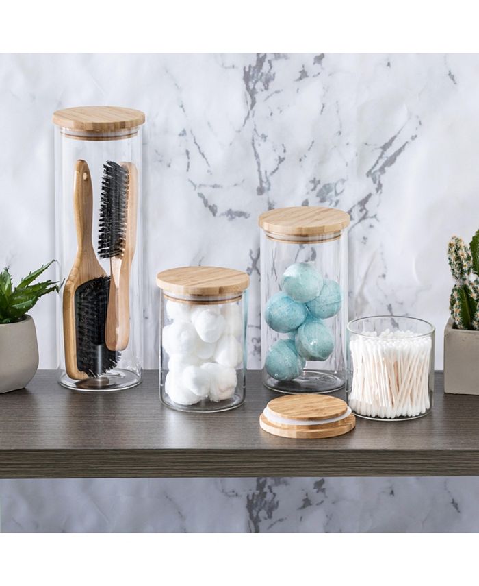 Honey Can Do 4Pc. Glass & Bamboo Canister Set Macy's