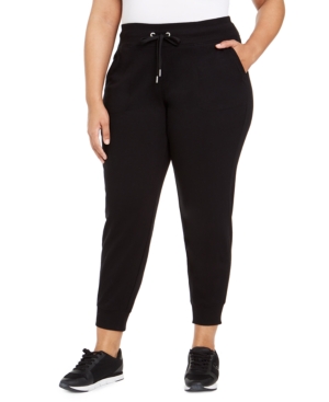 Shop Calvin Klein Performance Plus Size Tie-waist Jogger Pants In Black