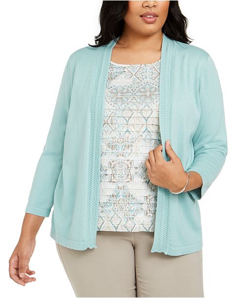 Alfred Dunner Plus Size Cottage Charm Layered Look Sweater