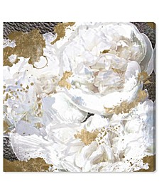White Peony and Gold Canvas Art - 20" x 20" x 1.5"