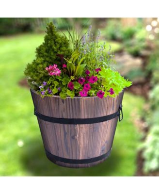 Gardenised Extra Large Wooden Whiskey Barrel Planter - Macy's