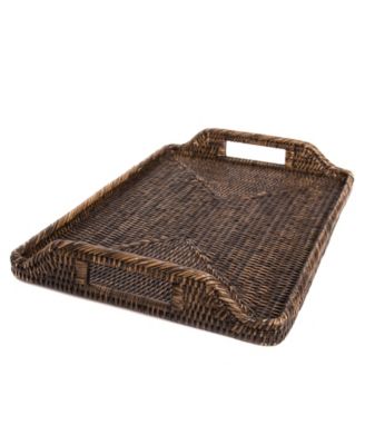 Shop Artifacts Trading Company Rattan Rectangular Tray High Handles In Off-white