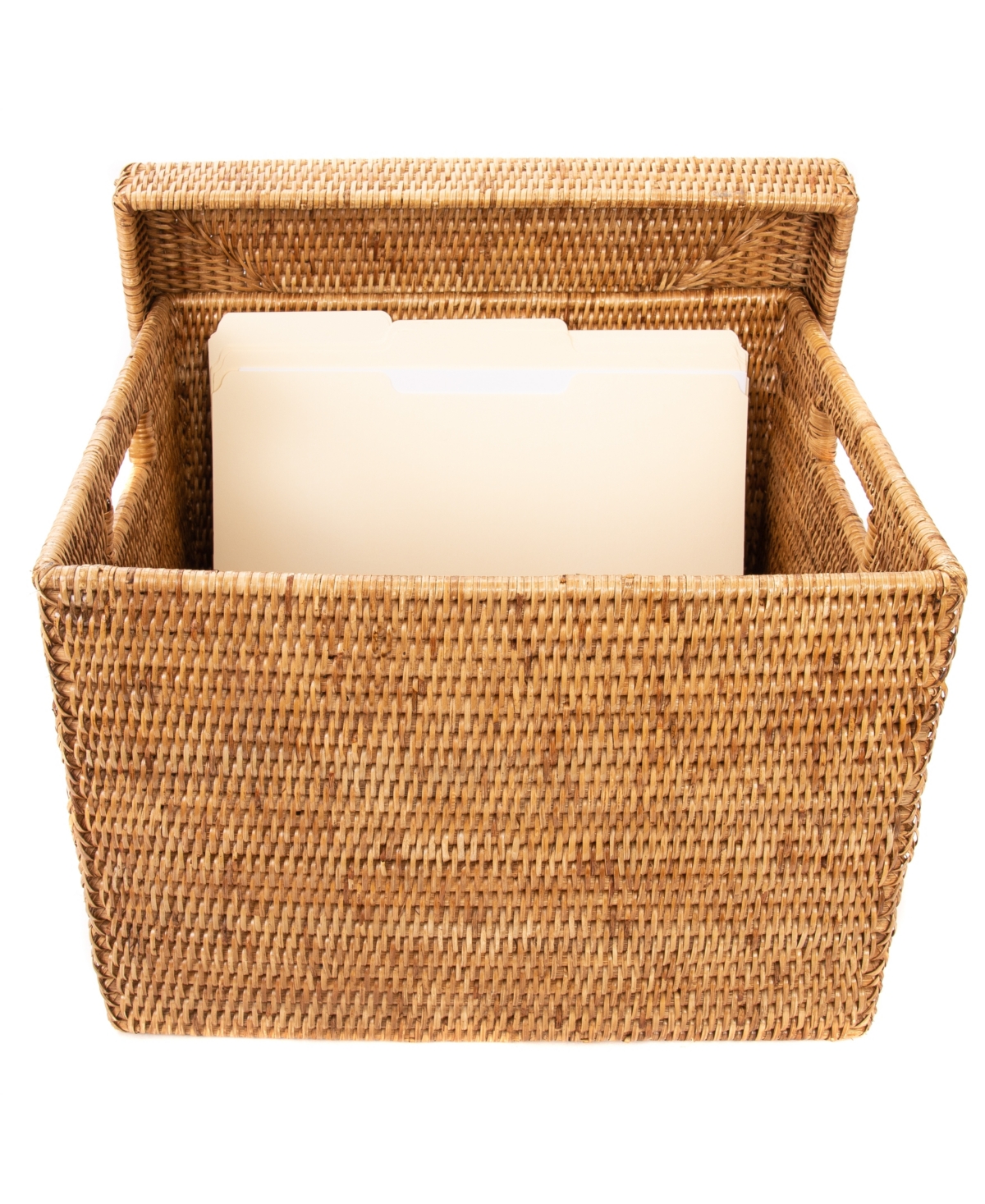 Artifacts Trading Company Rattan Storage Box with Lid - Letter File