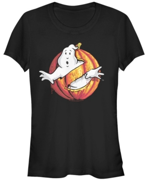 image of Fifth Sun Ghostbusters Women-s Classic Logo Halloween Pumpkin Short Sleeve Tee Shirt