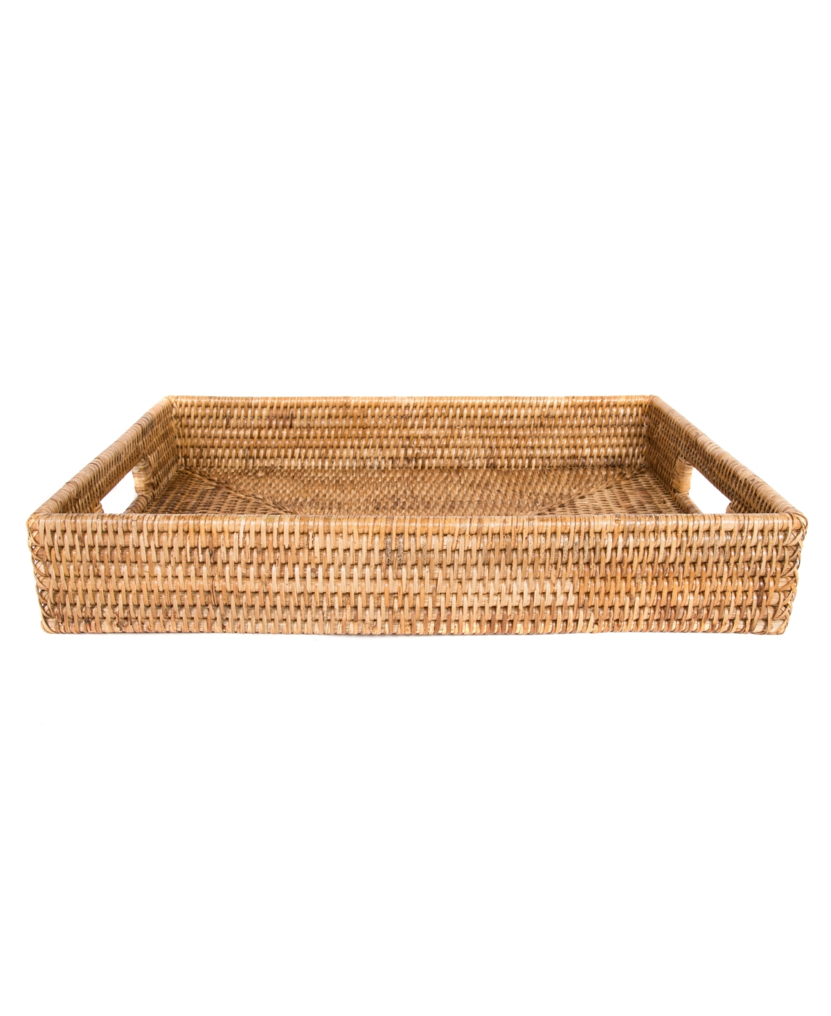 Artifacts Trading Company Artifacts Rattan Rectangular Tray With Cutout Handles