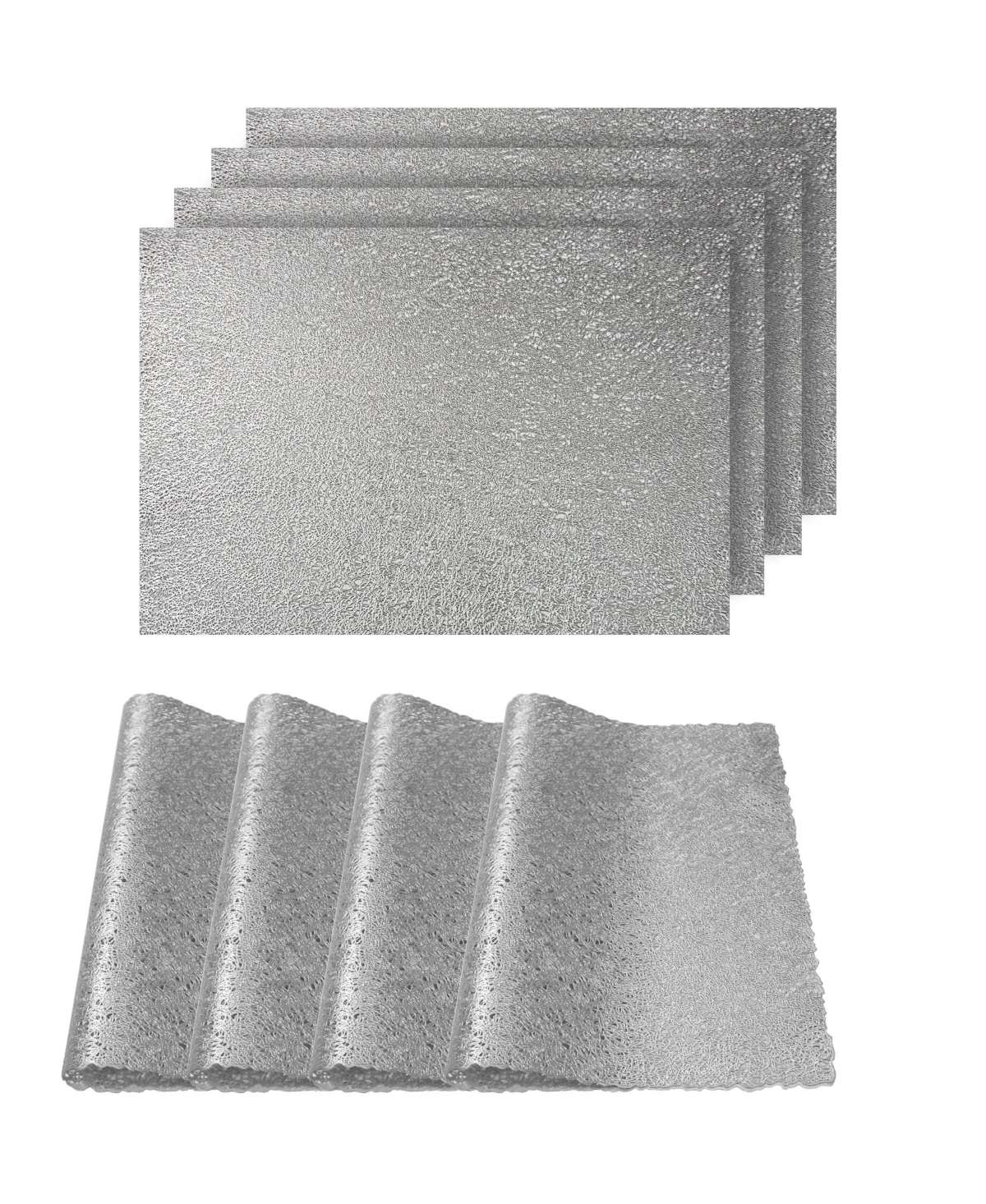 Dainty Home Reversible Metallic Lacey Place Mats Slip Resistant Placemats - Set of 4