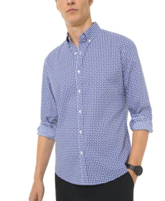 michael kors men's stretch gingham check shirt