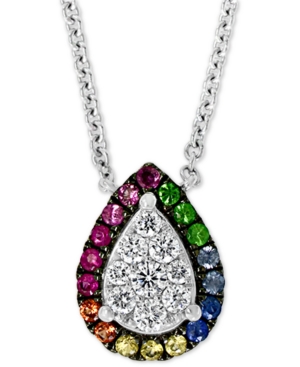 image of Effy Multi-Gemstone (1/5 ct.t.w.) & Diamond (1/6 ct. t.w.) Teardrop 18