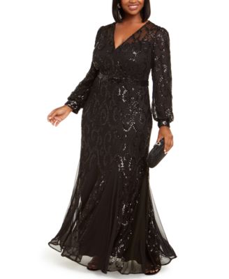 plus size black and silver sequin dress