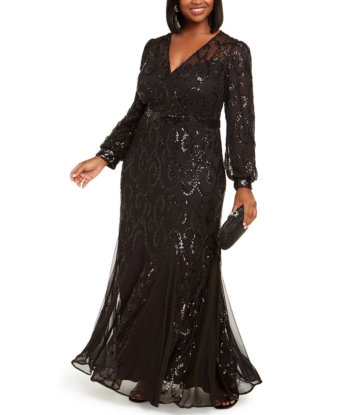 R & Richards Plus Size Sequined Gown - Macy's