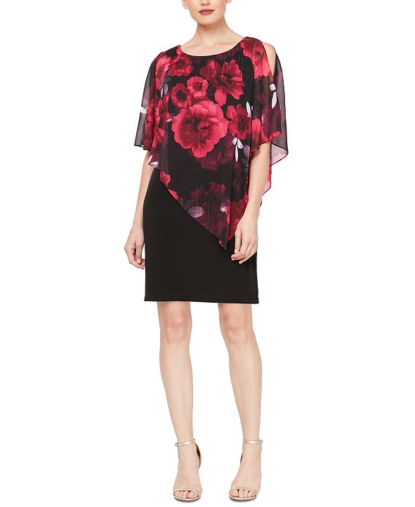 SL Fashions Women's Metallic Flutter-Sleeve Tiered Midi Dress - Macy's