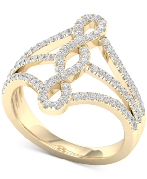 image of Diamond Multi-Row Openwork Statement Ring (1/2 ct. t.w.) in 10k Gold