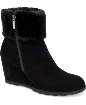 image of Alfani Women-s Step -N Flex Oreena Faux-Fur-Cuff Wedge Booties, Created for Macy-s Women-s Shoes