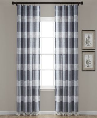 Lush Décor - Tucker Stripe Yarn Dyed Cotton Knotted Tassel 40"x84" Window Panel Set