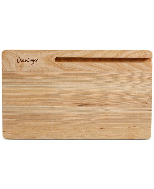 Cravings By Chrissy Teigen Wood Cutting Board With Tablet Stand Reviews Cutlery Knives Kitchen Macy S