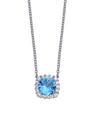 Shop Giani Bernini Multi Colored Cubic Zirconia Cushion Shape Pendant Necklace In Sterling Silver In Blue