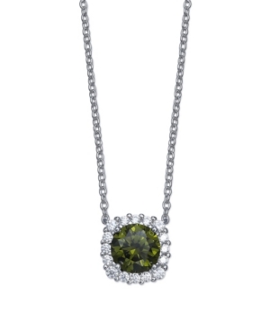 Giani Bernini Multi Colored Cubic Zirconia Cushion Shape Pendant Necklace In Sterling Silver In Light Green