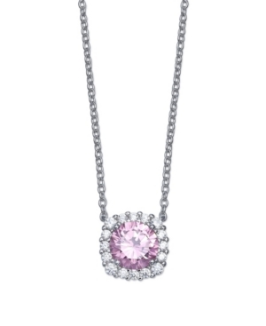 Giani Bernini Multi Colored Cubic Zirconia Cushion Shape Pendant Necklace In Sterling Silver In Pink
