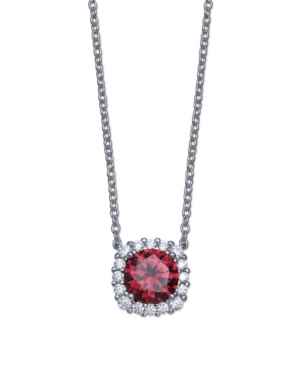 Giani Bernini Multi Colored Cubic Zirconia Cushion Shape Pendant Necklace In Sterling Silver In Red
