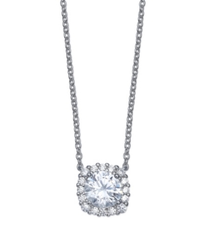 Giani Bernini Multi Colored Cubic Zirconia Cushion Shape Pendant Necklace In Sterling Silver In Clear