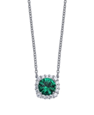 Giani Bernini Multi Colored Cubic Zirconia Cushion Shape Pendant Necklace In Sterling Silver In Green
