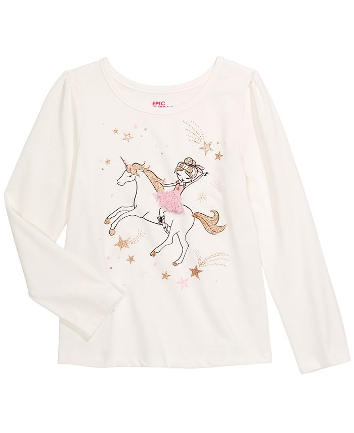 Epic Threads Little Girls Striped Unicorn T Shirt Blue Size 6x main image 1