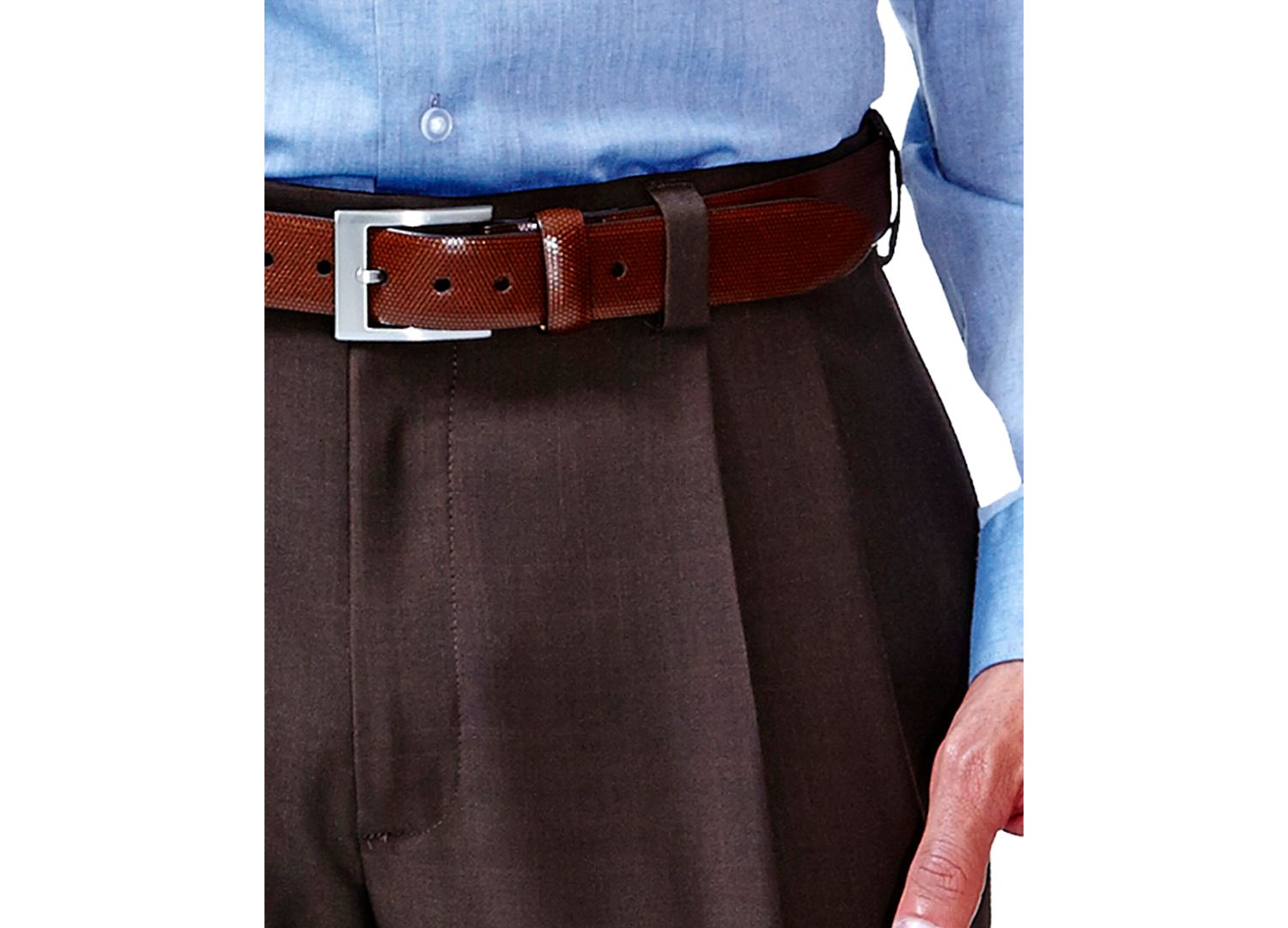 Men's ECLO Stria Classic Fit Pleated Hidden Expandable Waistband Dress Pants