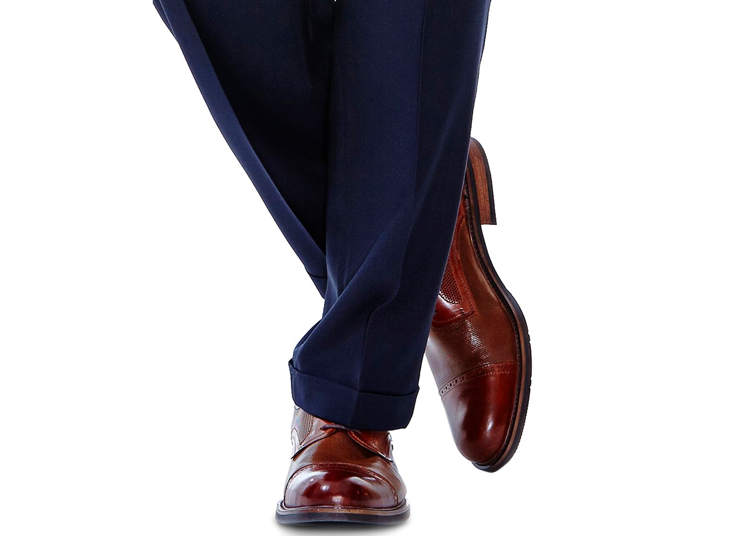 Men's ECLO Stria Classic Fit Pleated Hidden Expandable Waistband Dress Pants