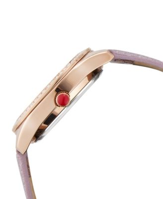 Betsey Johnson Women's Gingerbread Swing Dial Pink Glitter Effect Leather Strap Watch 40Mm