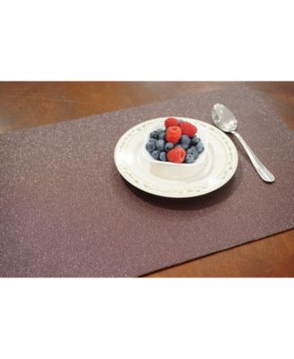 Dainty Home Faux Leather Pebble Slip Resistant Suede Backing Embossed 3D Surface Luxury 12" x 18" Place Mats - Set of 4