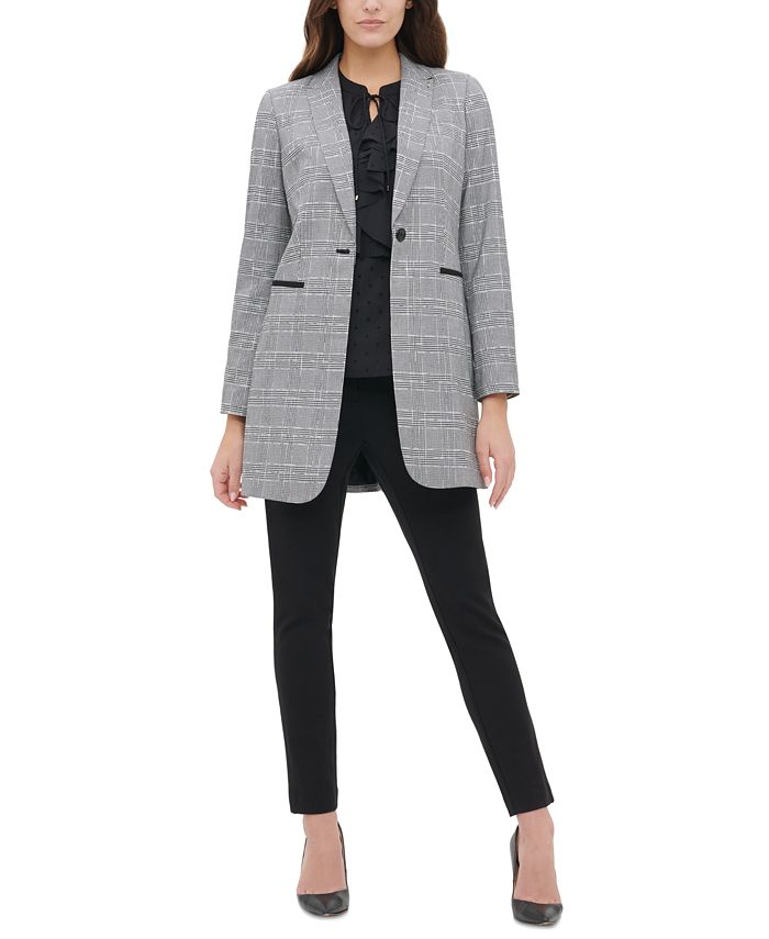 Tommy Hilfiger Plaid One-Button Elbow-Patch Blazer & Reviews - Jackets ...