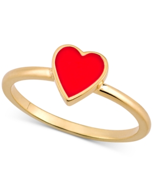 image of Sarah Chloe Love Count Enamel Heart Ring in 14k Gold-Plated Sterling Silver